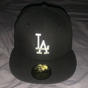 black la dodgers fitted hat